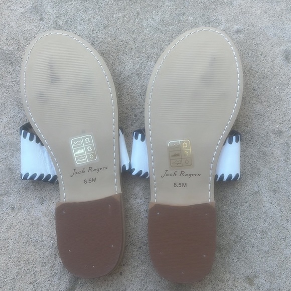 Jack Rogers Pickleball Embroidered White Whipstitch Flat Sandal Women's Size 8.5 - Picture 7 of 7